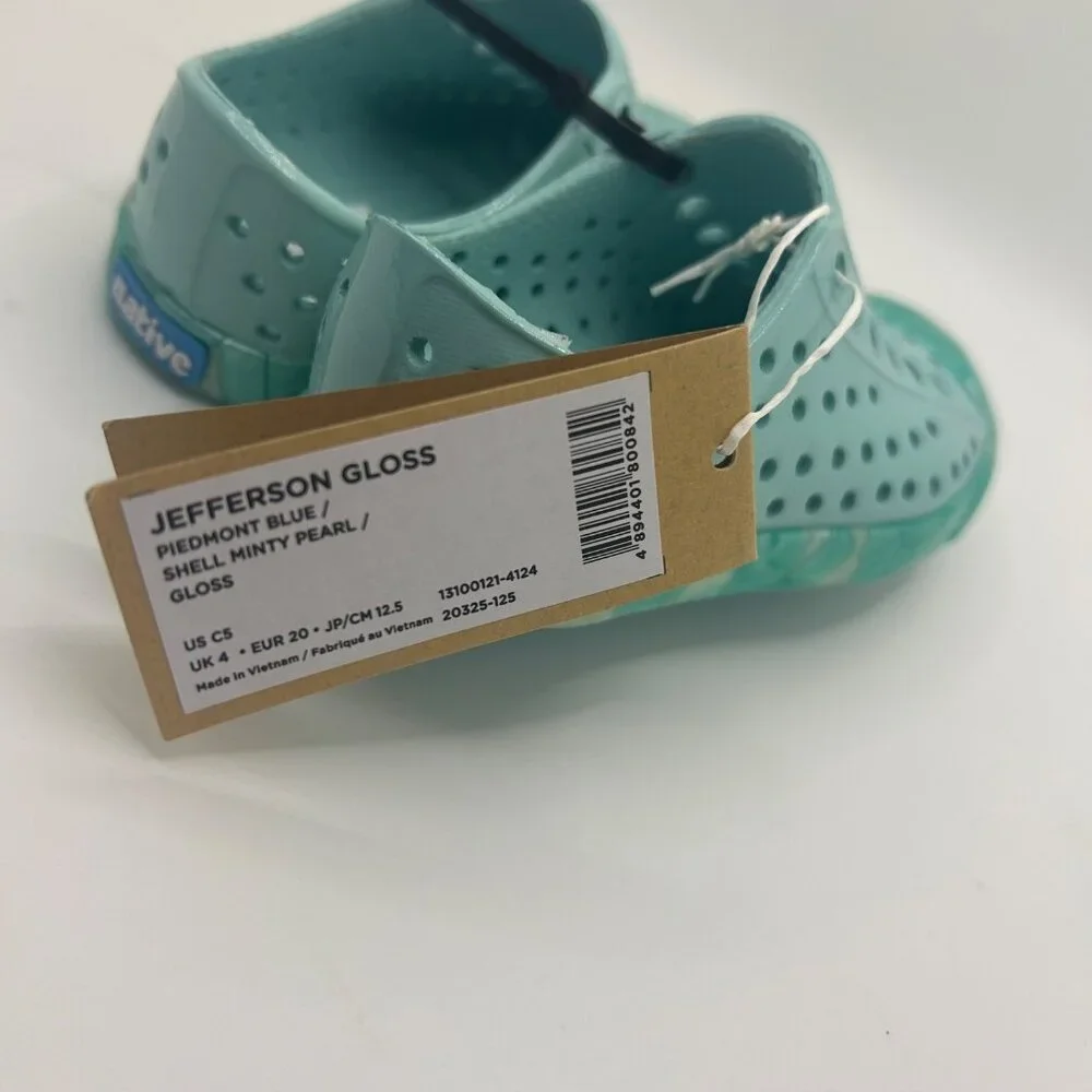 Native Jefferson Gloss Slip-On Shoes Piedmont Blue/Shell Minty Pearl c5